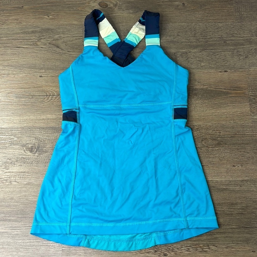 Lululemon Aquamarine Blue Teal PUSH YOUR LIMITS Yoga Tank Women's Size 6